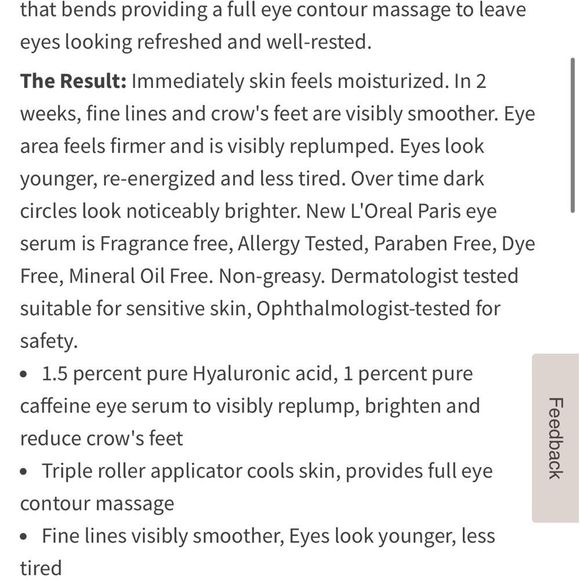 L'Oreal Paris Revitalift Derm Intensives Hyaluronic Acid and Caffeine Eye Serum - Picture 8 of 11